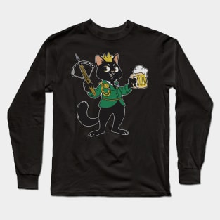 Black cat with crossbow and beer Long Sleeve T-Shirt